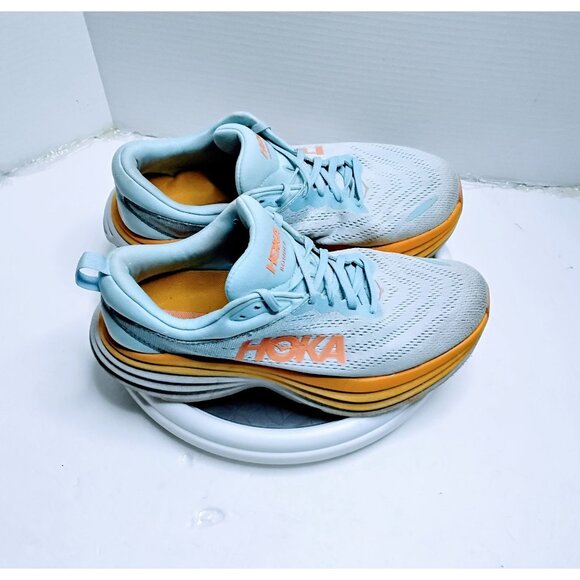 Hoka One One Bondi 8 Running Shoes Size 10D Wide Blue & Orange Lightweight - Picture 3 of 7